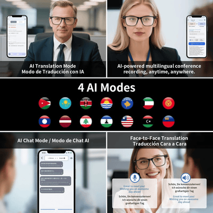50% OFF!!🔥 AI Interpretation Smart Glasses🕶️160-Language Translation, Photochromic Lenses, AI Chat & Hands-Free Audio