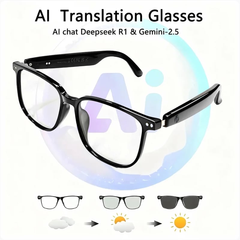 50% OFF!!🔥 AI Interpretation Smart Glasses🕶️160-Language Translation, Photochromic Lenses, AI Chat & Hands-Free Audio
