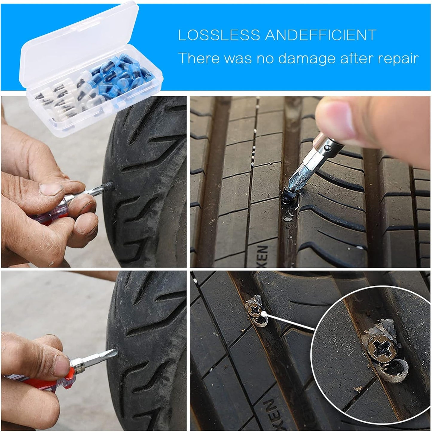 🔥Tire Repair Rubber Nail🚚Free Screwdriver Included